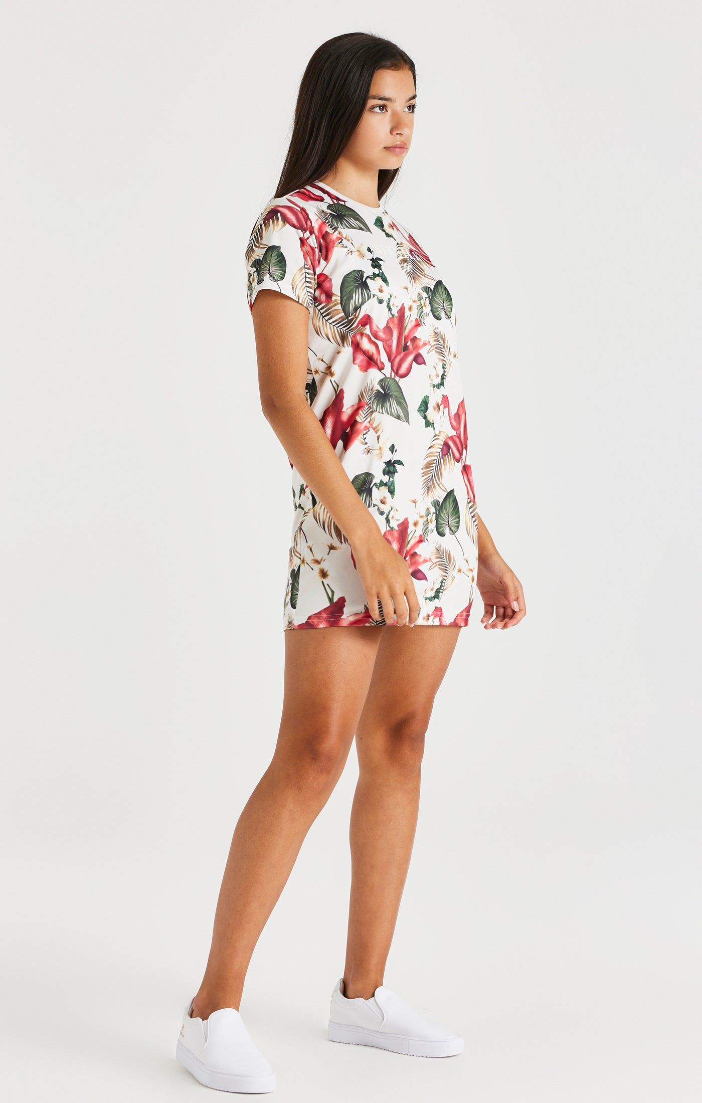 SikSilk Retro Tropics T-Shirt Dress - Ecru sold by Siksilk product image thumbnail 4