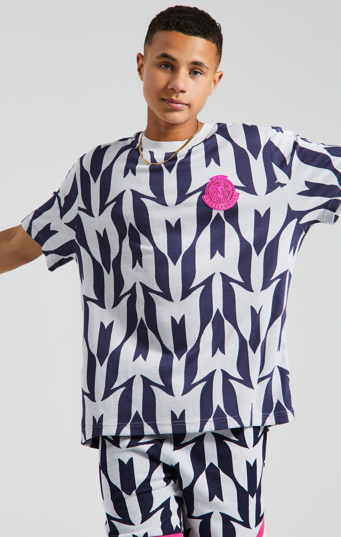 Boys Messi x SikSilk Ecru Monogram T-Shirt sold by Siksilk product image thumbnail 3