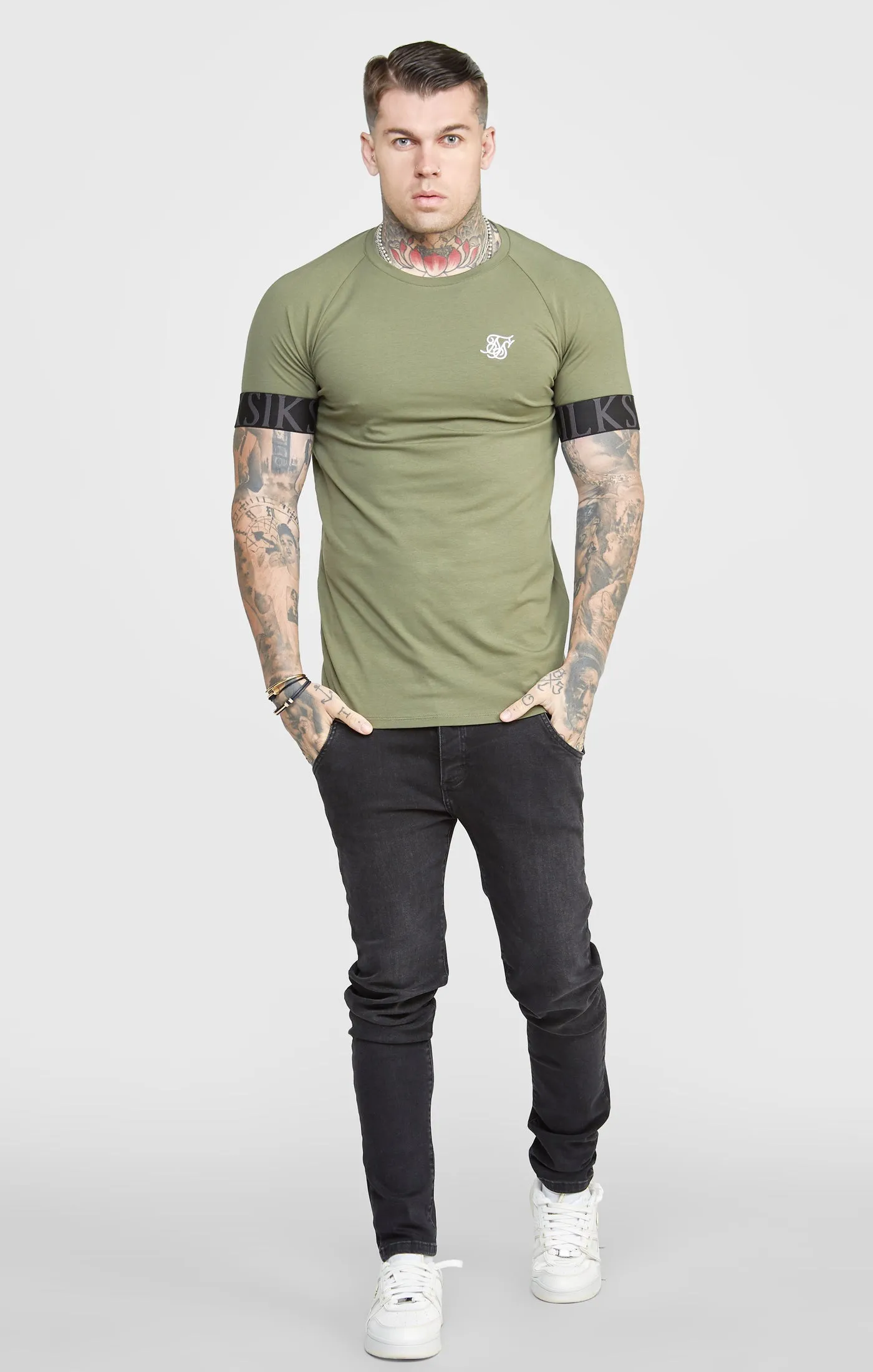 Khaki Twin Pack Muscle Fit Tech T-Shirt sold by Siksilk product image thumbnail 3