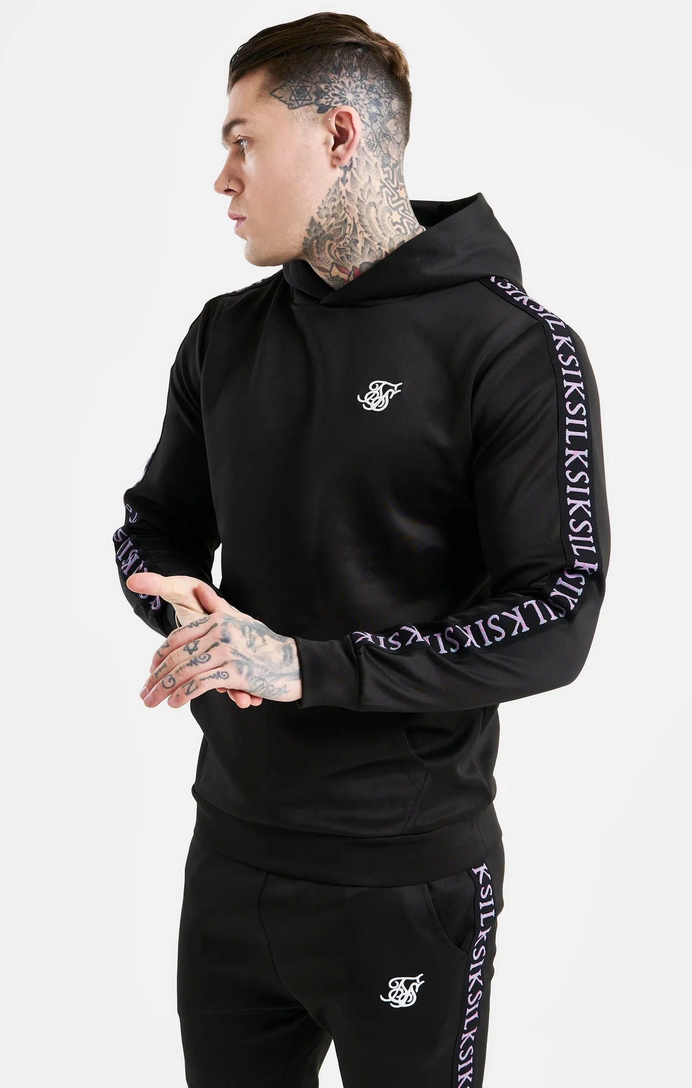 Black Taped Overhead Hoodie sold by Siksilk