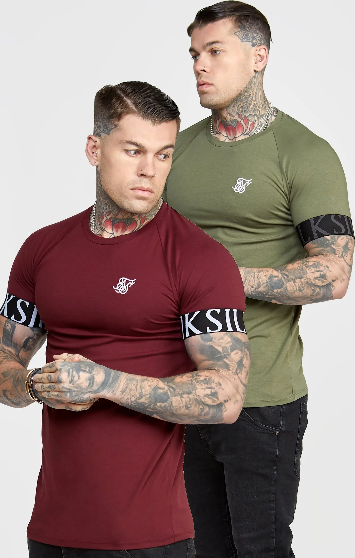 Khaki Twin Pack Muscle Fit Tech T-Shirt sold by Siksilk