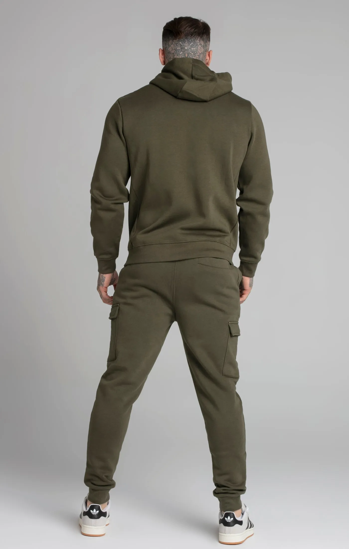 Khaki Essential Zip Through Funnel Hoodie sold by Siksilk product image thumbnail 5