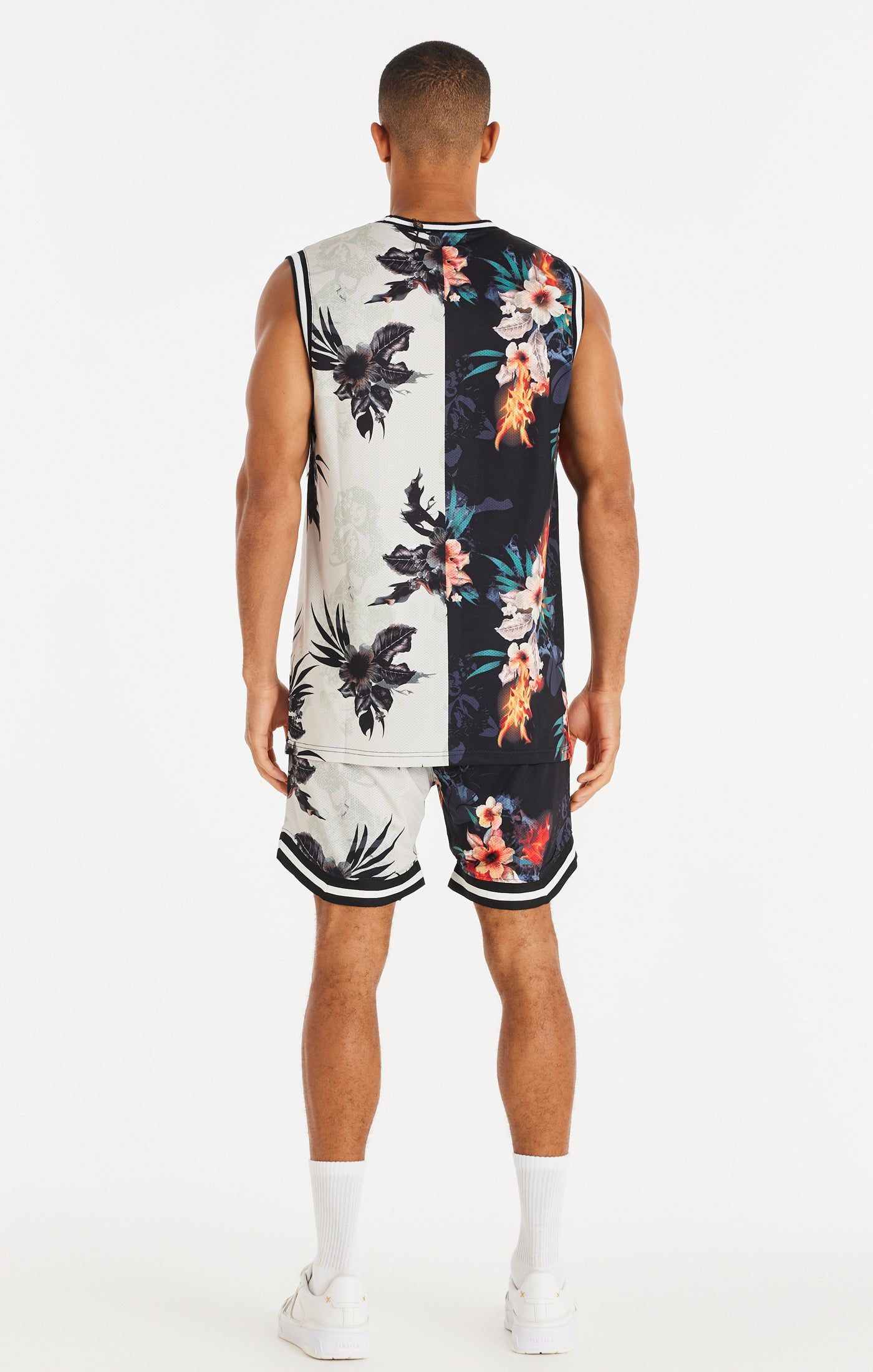 SikSilk Retro Fire Basketball Vest - Black & Ecru sold by Siksilk product image thumbnail 4