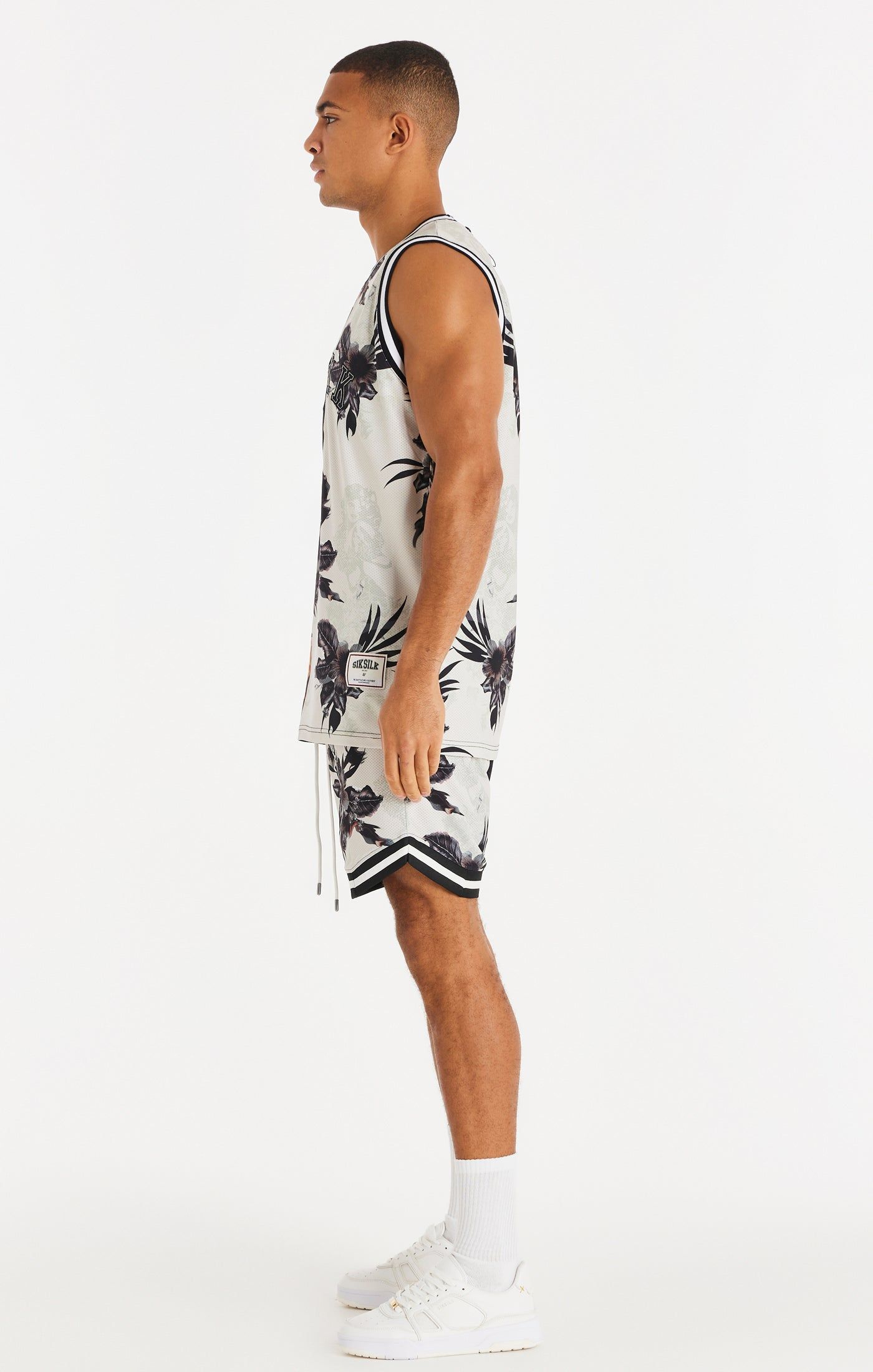 SikSilk Retro Fire Basketball Vest - Black & Ecru sold by Siksilk product image thumbnail 5