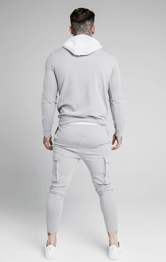 SikSilk Dual Stripe Overhead Hoodie - Grey & White sold by Siksilk product image thumbnail 5