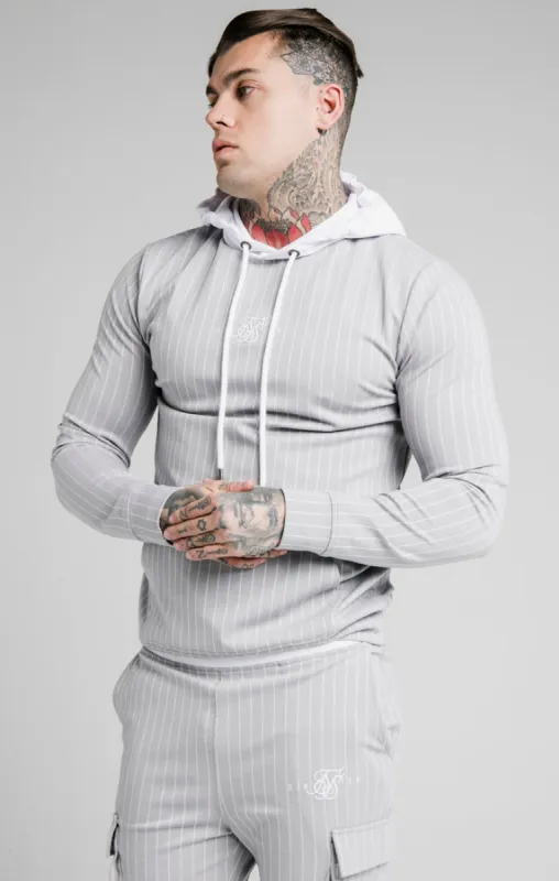 SikSilk Dual Stripe Overhead Hoodie - Grey & White sold by Siksilk