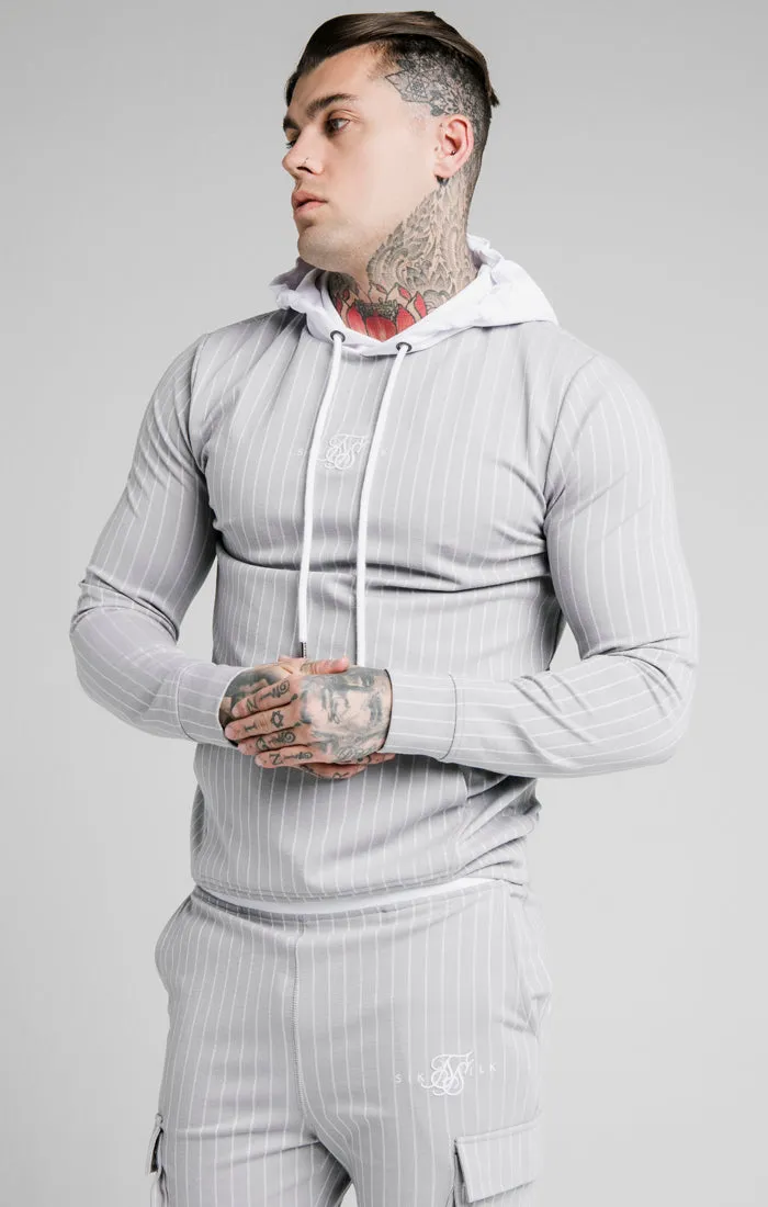 SikSilk Dual Stripe Overhead Hoodie - Grey & White sold by Siksilk