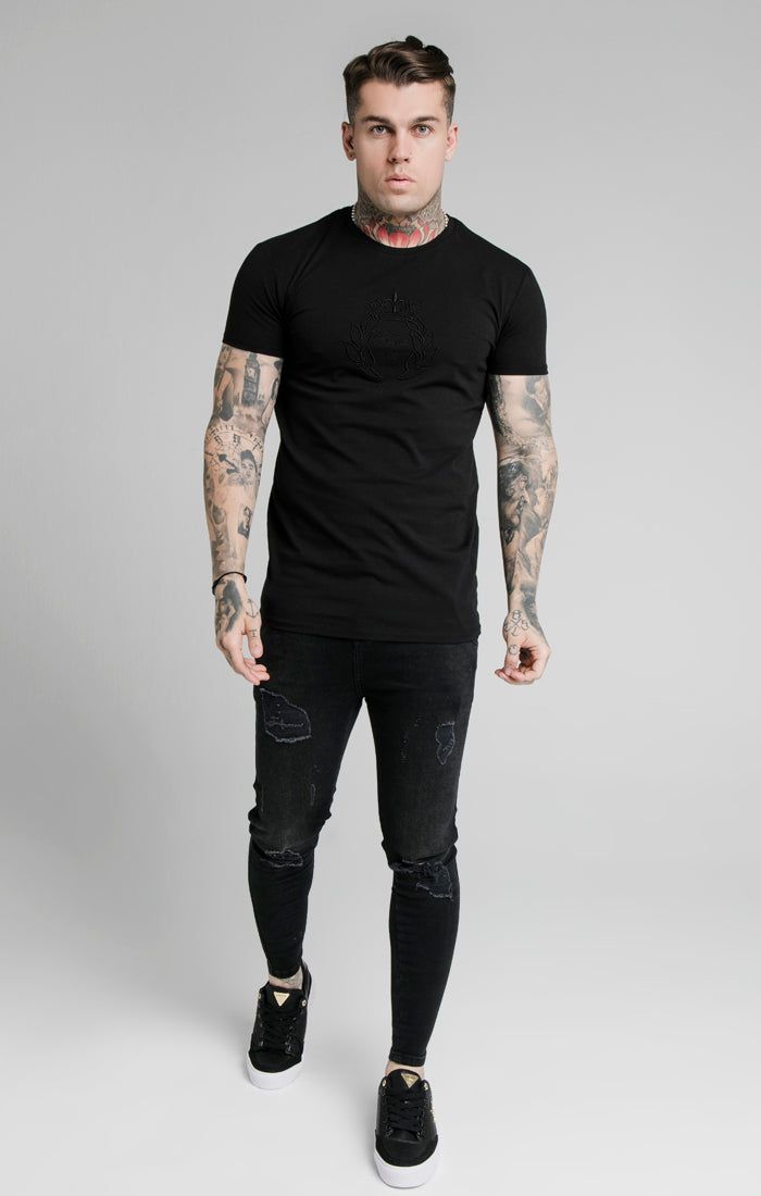 SikSilk Prestige Embroidery Gym Tee - Black sold by Siksilk product image thumbnail 3