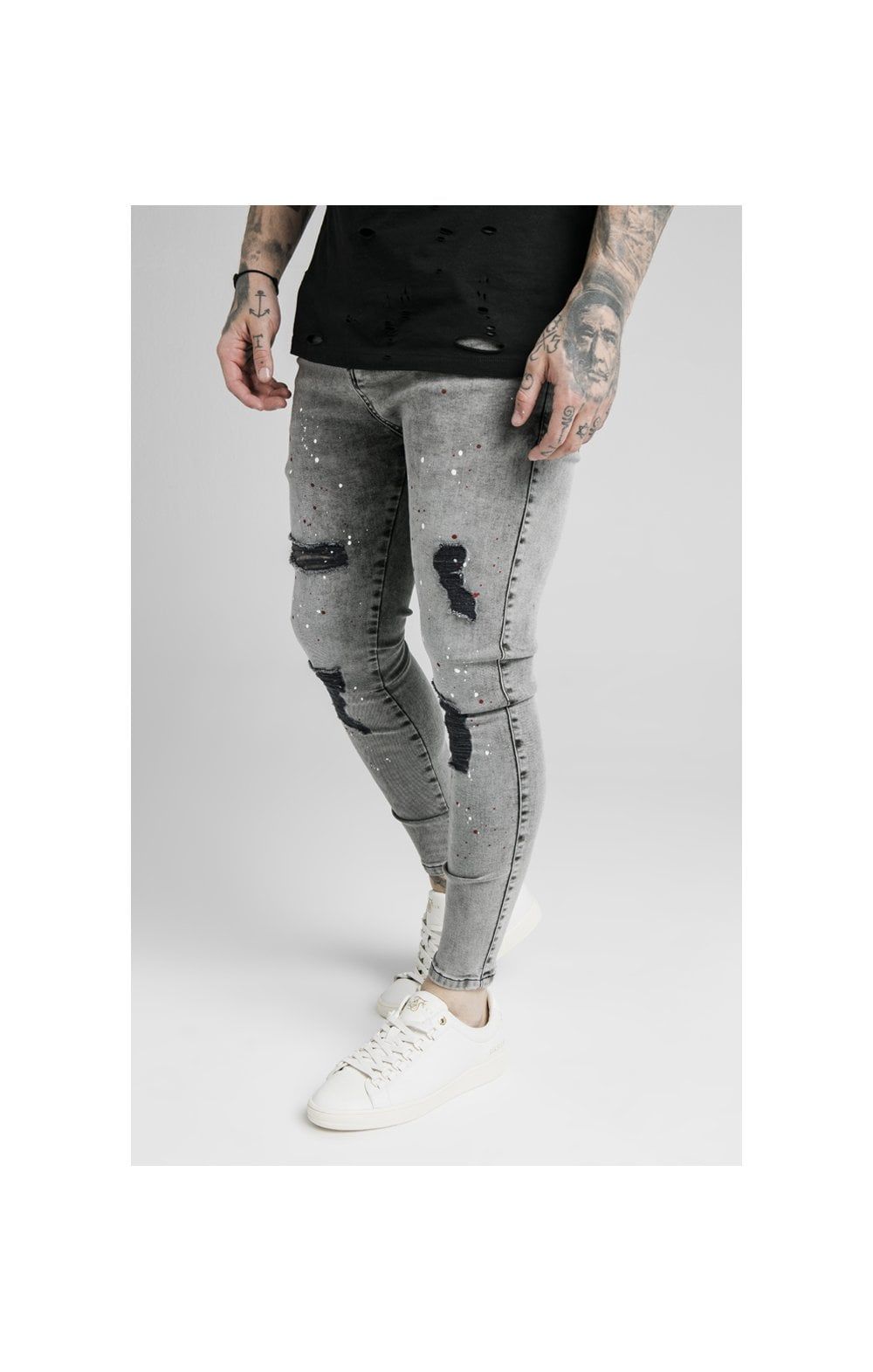 SikSilk Skinny Distressed Riot Jeans - Snow Wash sold by Siksilk