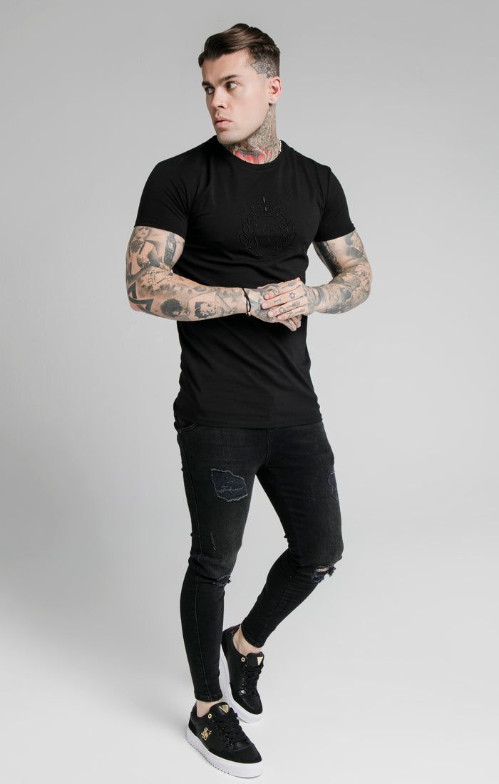 SikSilk Prestige Embroidery Gym Tee - Black sold by Siksilk product image thumbnail 4