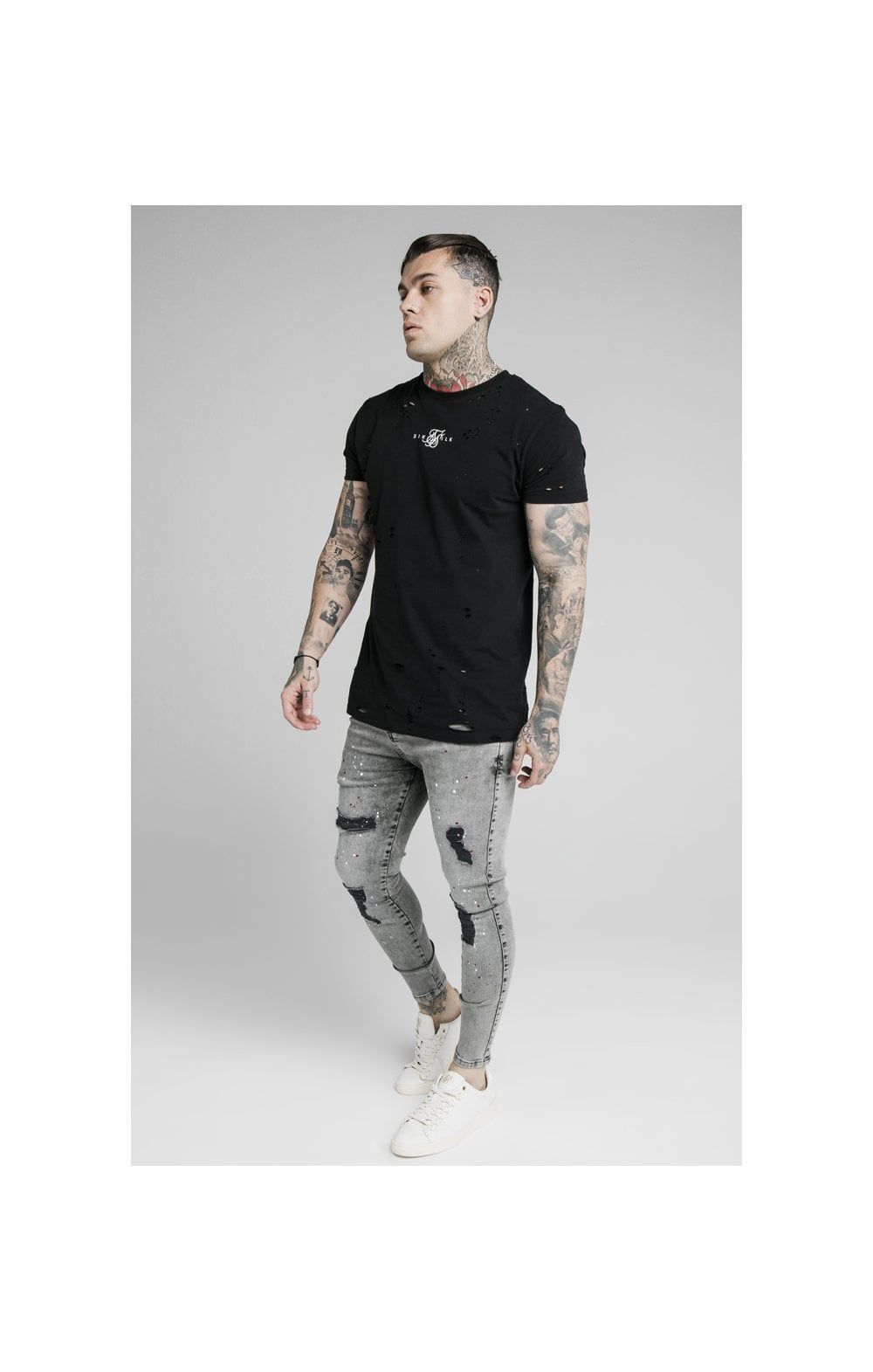 SikSilk Skinny Distressed Riot Jeans - Snow Wash sold by Siksilk product image thumbnail 5