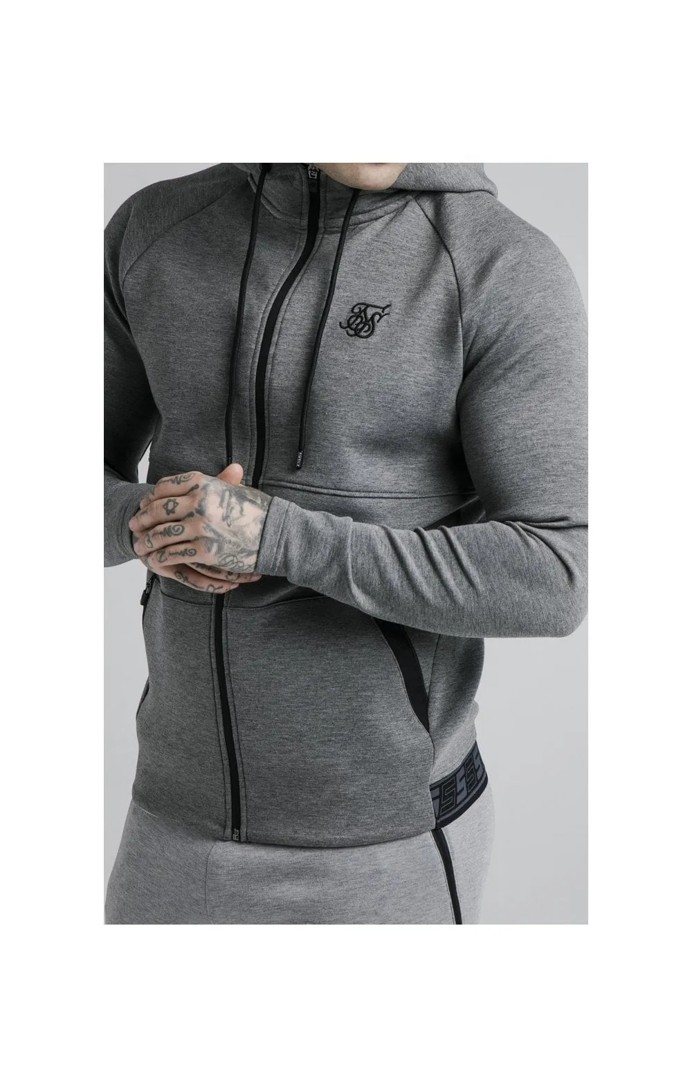 SikSilk Exhibit Zip Through Hoodie - Grey Marl sold by Siksilk product image thumbnail 2