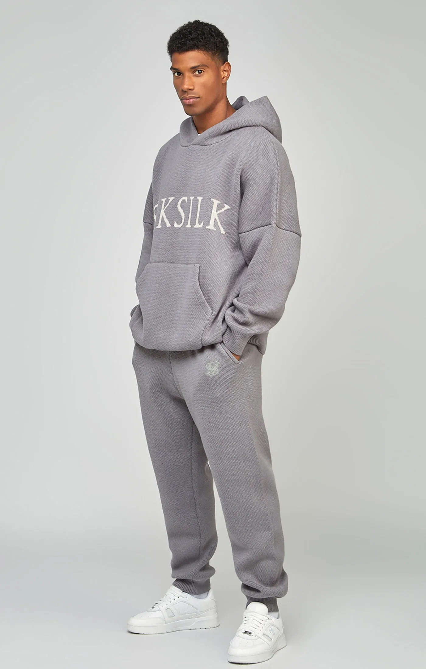 Grey Knitted Oversized Overhead Hoodie sold by Siksilk product image thumbnail 4