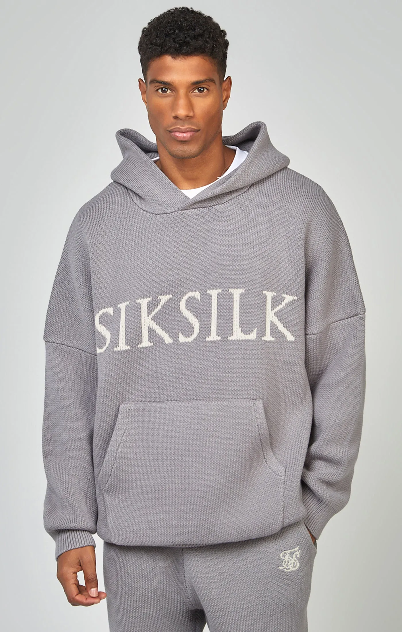 Grey Knitted Oversized Overhead Hoodie sold by Siksilk