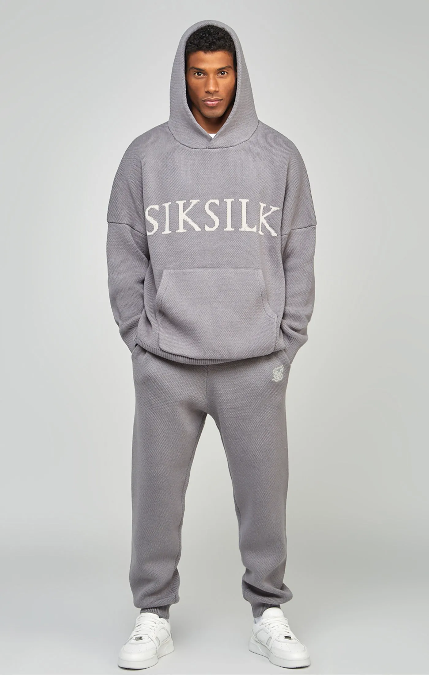 Grey Knitted Oversized Overhead Hoodie sold by Siksilk product image thumbnail 2