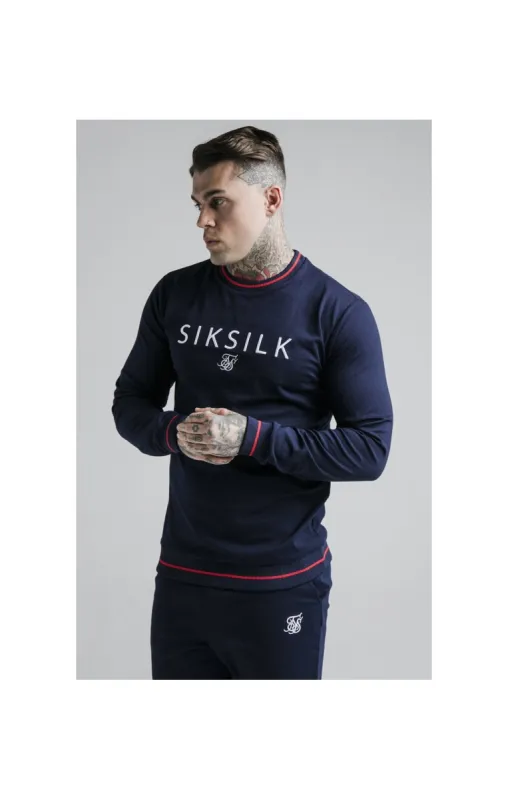 SikSilk Retro Sports Crew Sweat - Navy sold by Siksilk