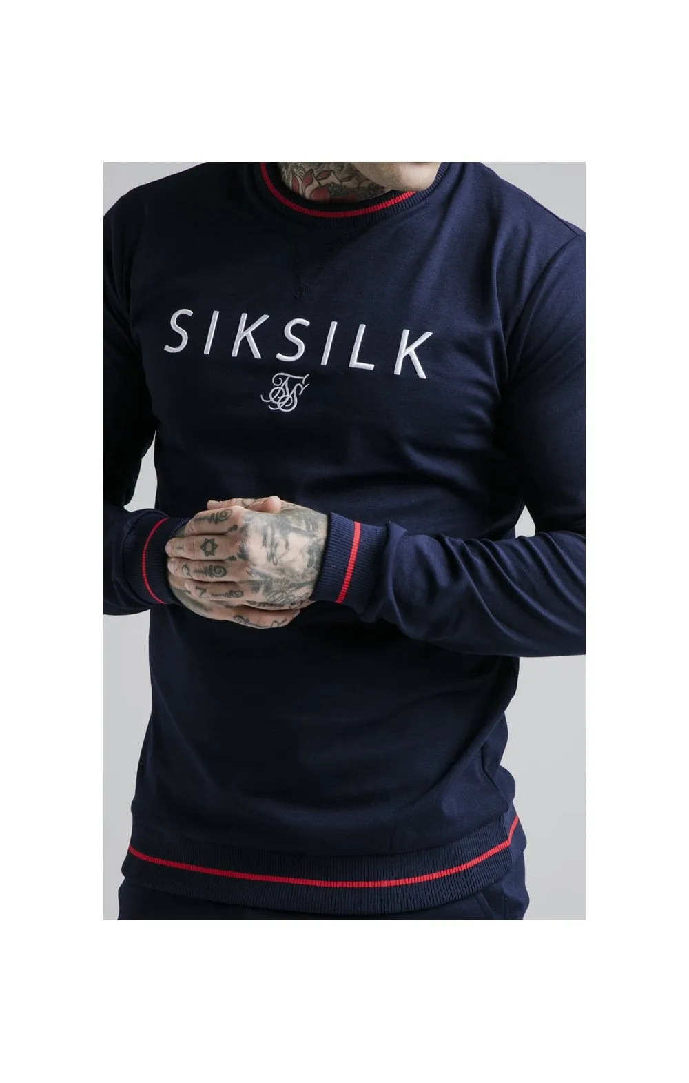 SikSilk Retro Sports Crew Sweat - Navy sold by Siksilk product image thumbnail 2