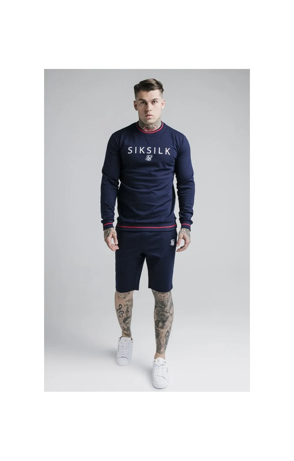 SikSilk Retro Sports Crew Sweat - Navy sold by Siksilk product image thumbnail 3