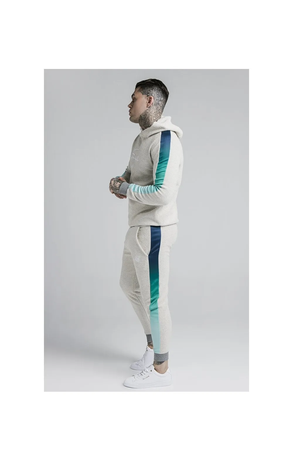 SikSilk Overhead Loop Back Fade Hoodie - Grey & Pacific Fade sold by Siksilk product image thumbnail 3