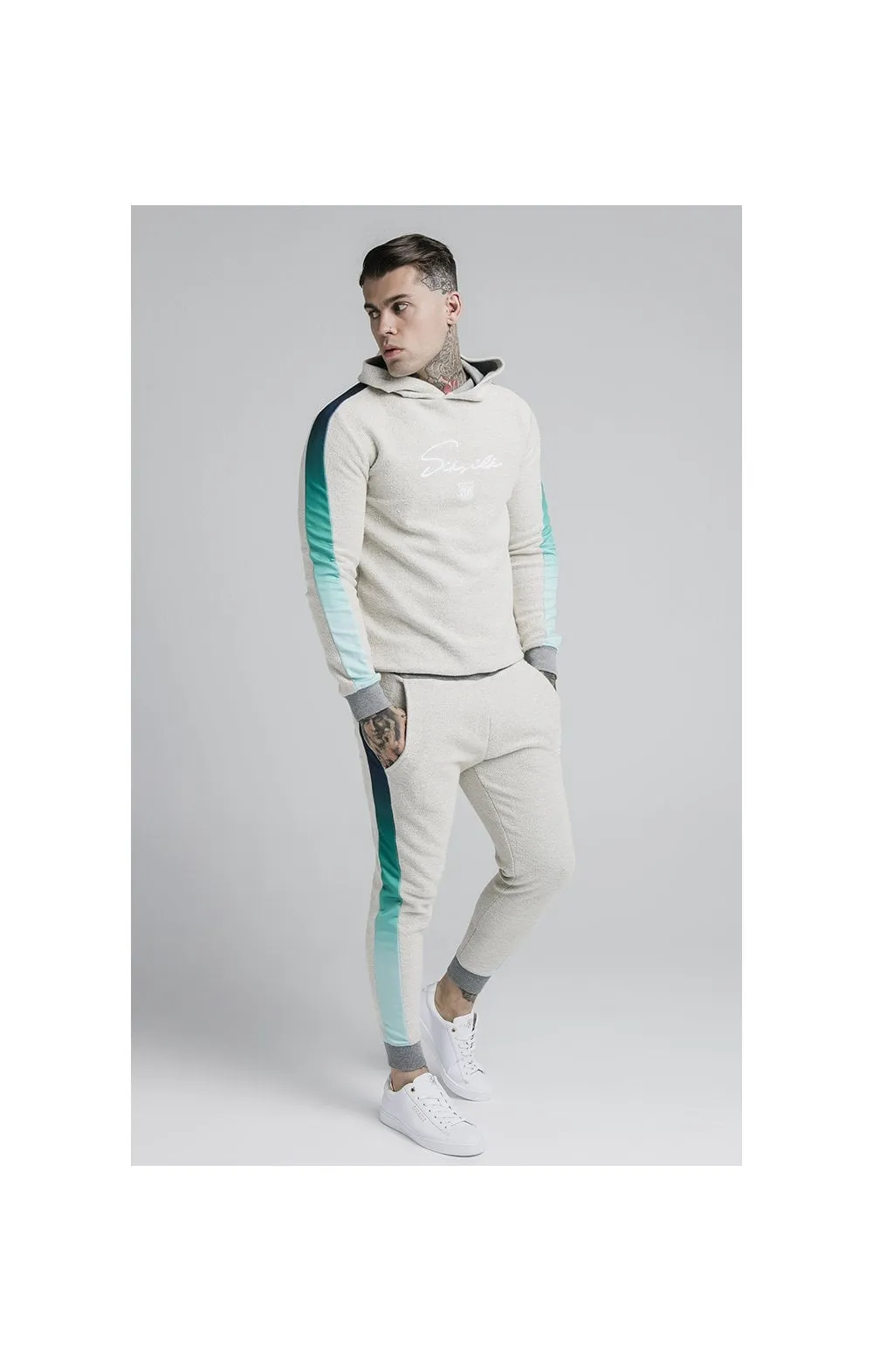 SikSilk Overhead Loop Back Fade Hoodie - Grey & Pacific Fade sold by Siksilk product image thumbnail 5