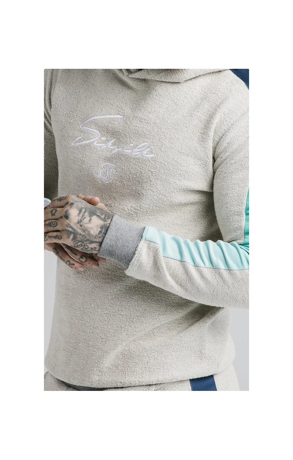 SikSilk Overhead Loop Back Fade Hoodie - Grey & Pacific Fade sold by Siksilk product image thumbnail 2