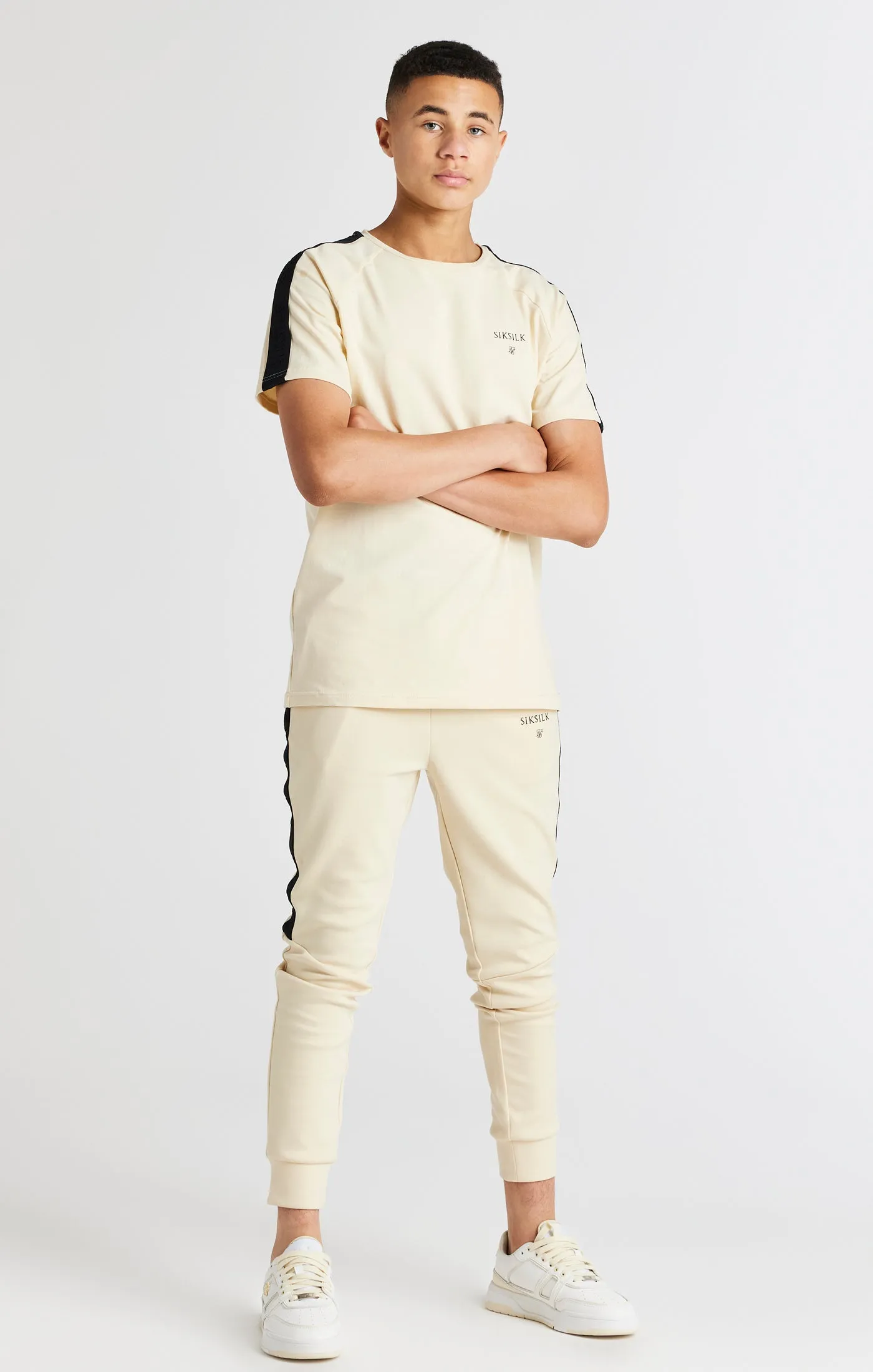 Boys Beige Taped Jogger sold by Siksilk product image thumbnail 3