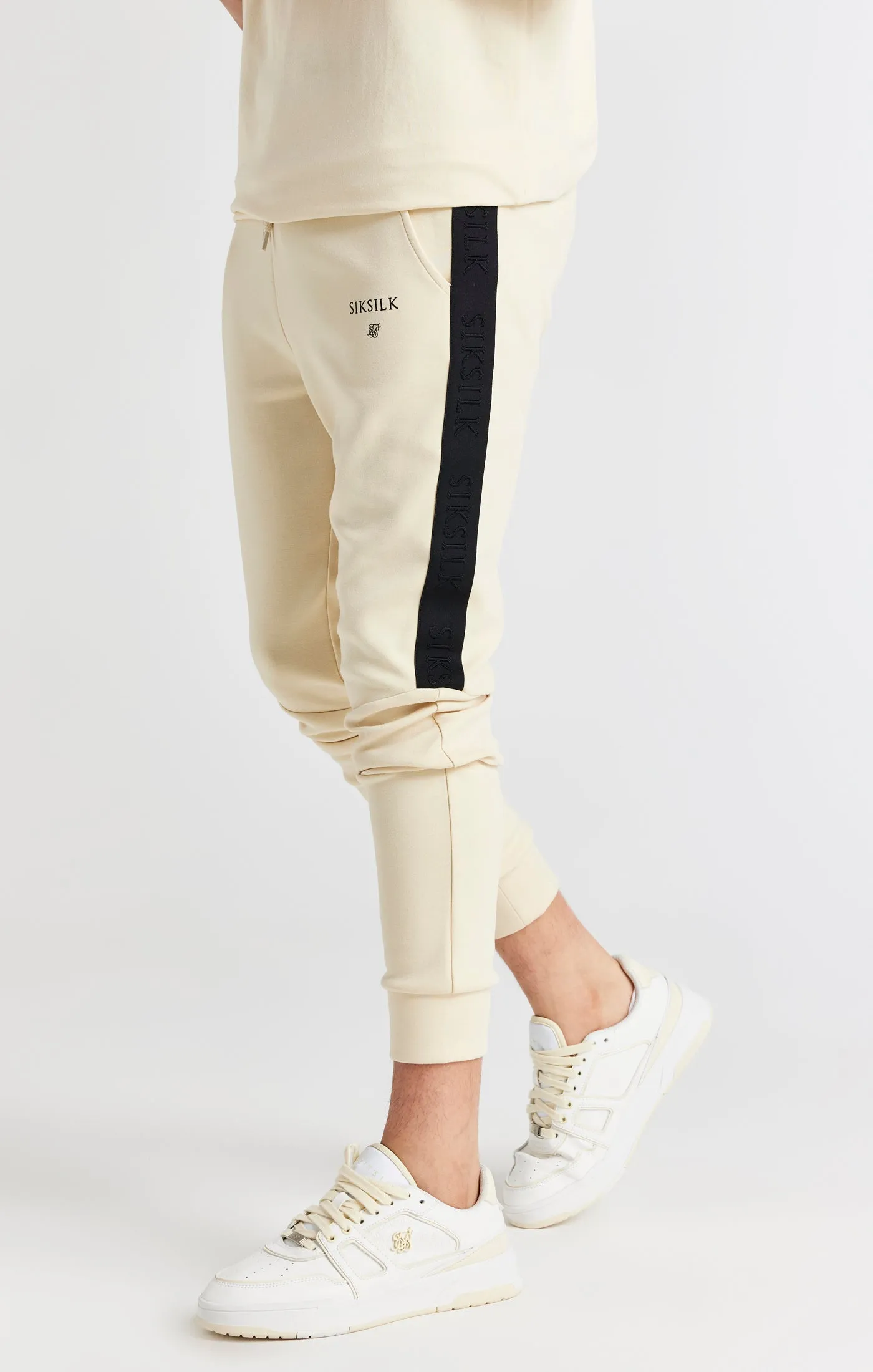 Boys Beige Taped Jogger sold by Siksilk