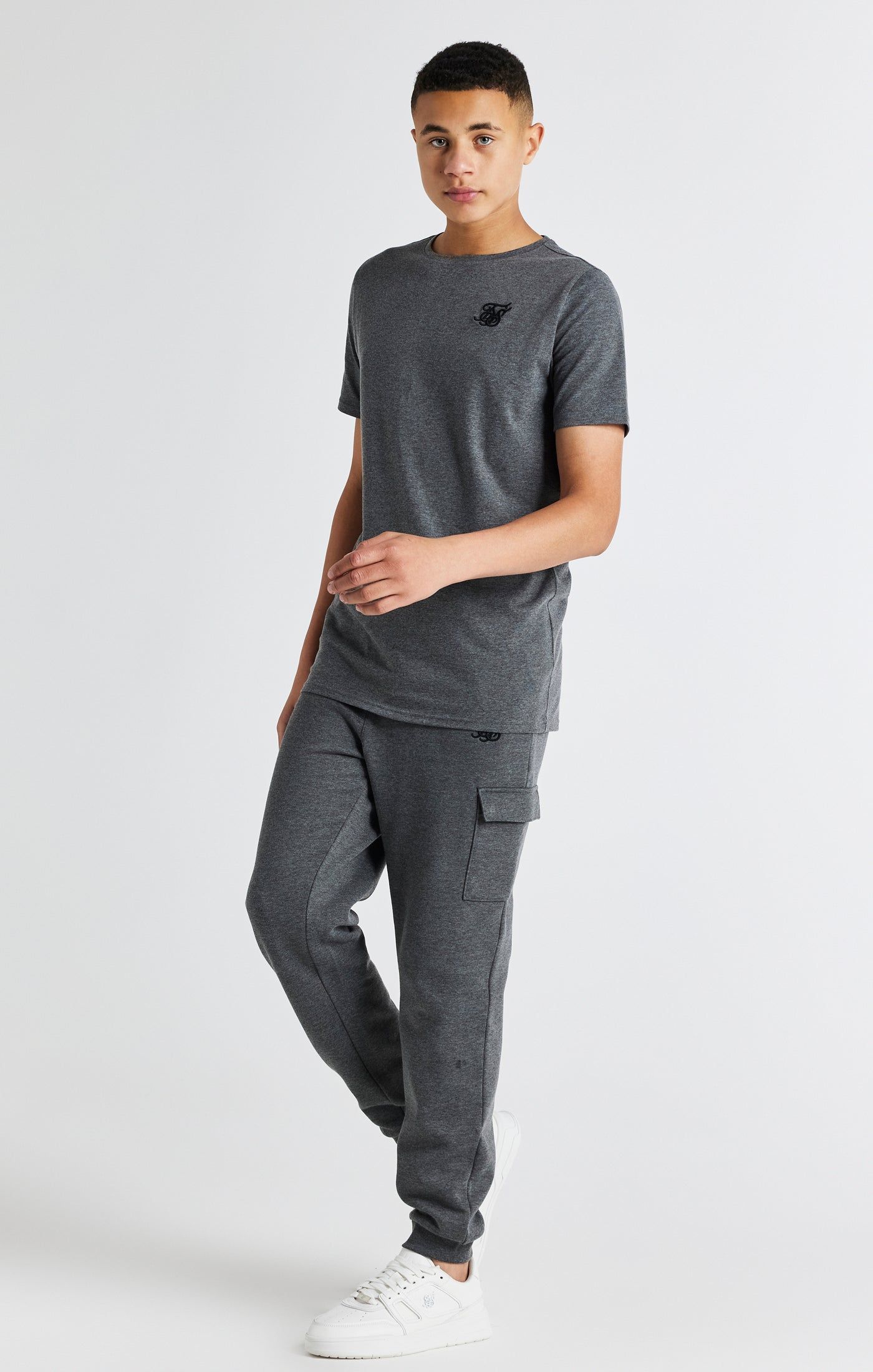 Boys Dark Grey Marl Short Sleeve T-Shirt sold by Siksilk product image thumbnail 3