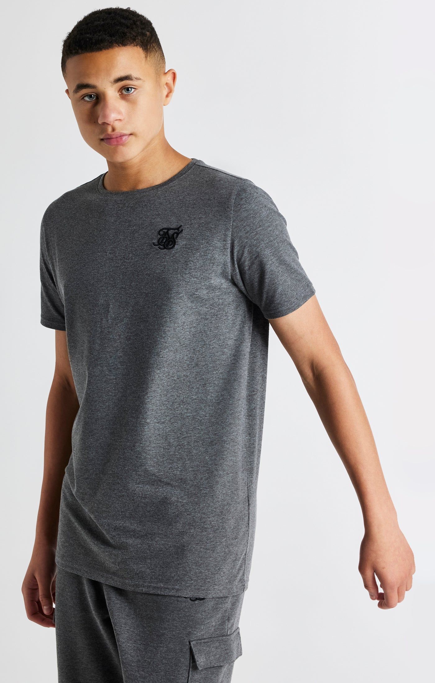 Boys Dark Grey Marl Short Sleeve T-Shirt sold by Siksilk