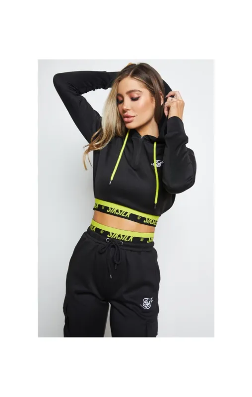 SikSilk Divergent Cargo Cropped Hoodie - Black made by Siksilk