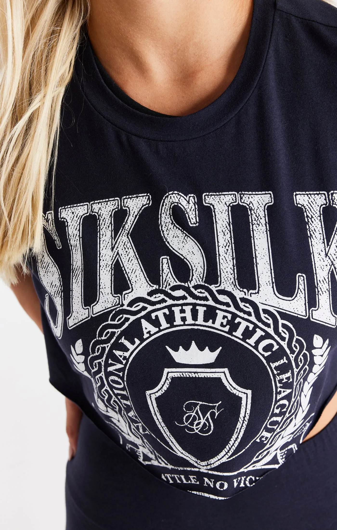 Navy Varsity Cropped T-Shirt sold by Siksilk product image thumbnail 2