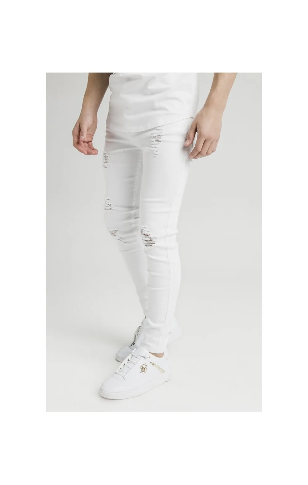 Illusive London Distressed Skinny Jeans - White sold by Siksilk