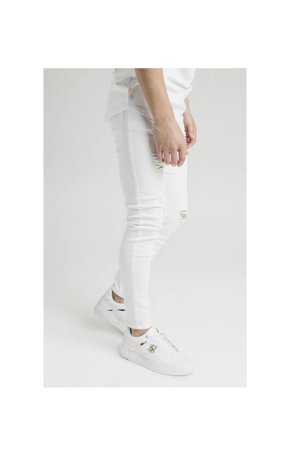 Illusive London Distressed Skinny Jeans - White sold by Siksilk product image thumbnail 2