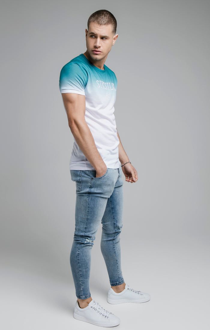 SikSilk Raw Hem Burst Knee Denims - Blue Wash sold by Siksilk product image thumbnail 4