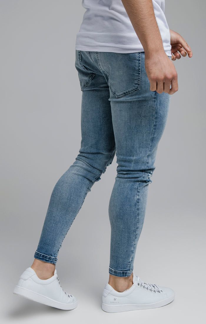 SikSilk Raw Hem Burst Knee Denims - Blue Wash sold by Siksilk product image thumbnail 2