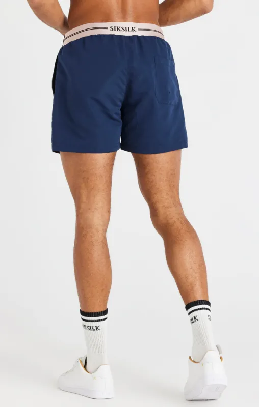 Navy Embroidered Logo Short sold by Siksilk