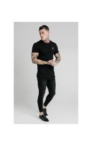 SikSilk Straight Hem Gym Tee - Black sold by Siksilk