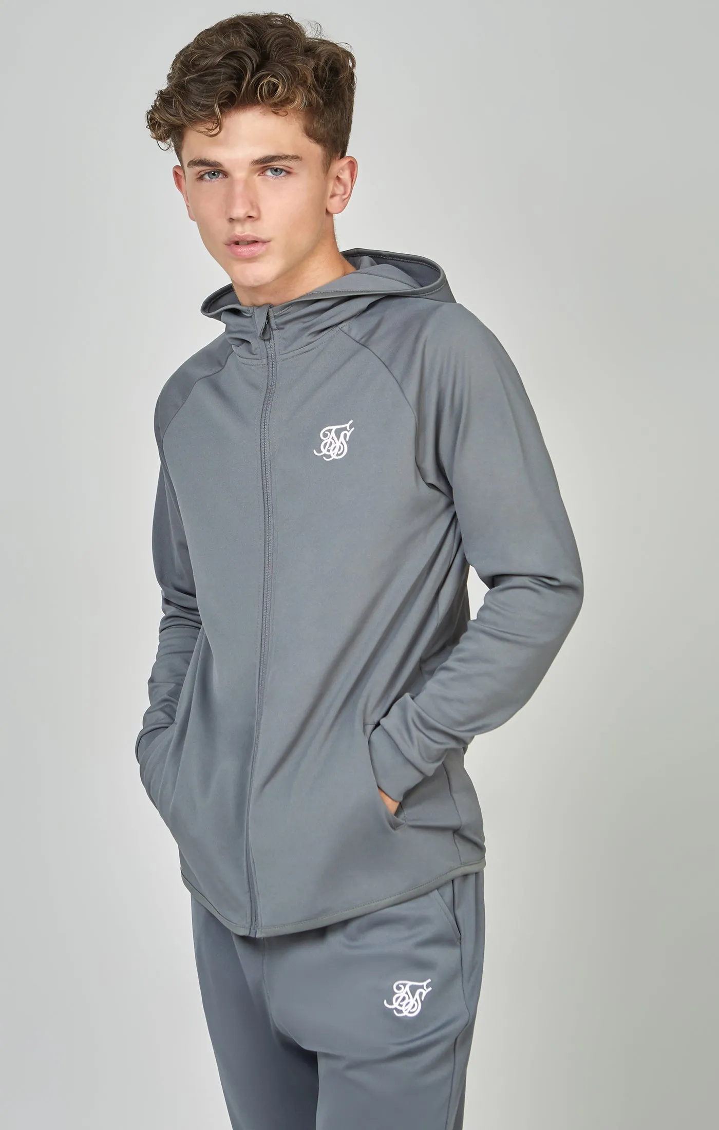 Boys Grey Zip Thru & Jogger Tracksuit sold by Siksilk product image thumbnail 2