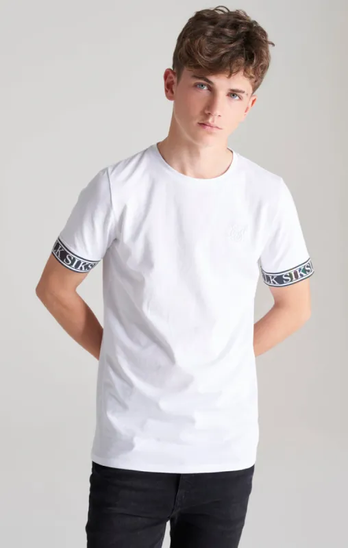 Boys White Iridescent Taped T-Shirt sold by Siksilk