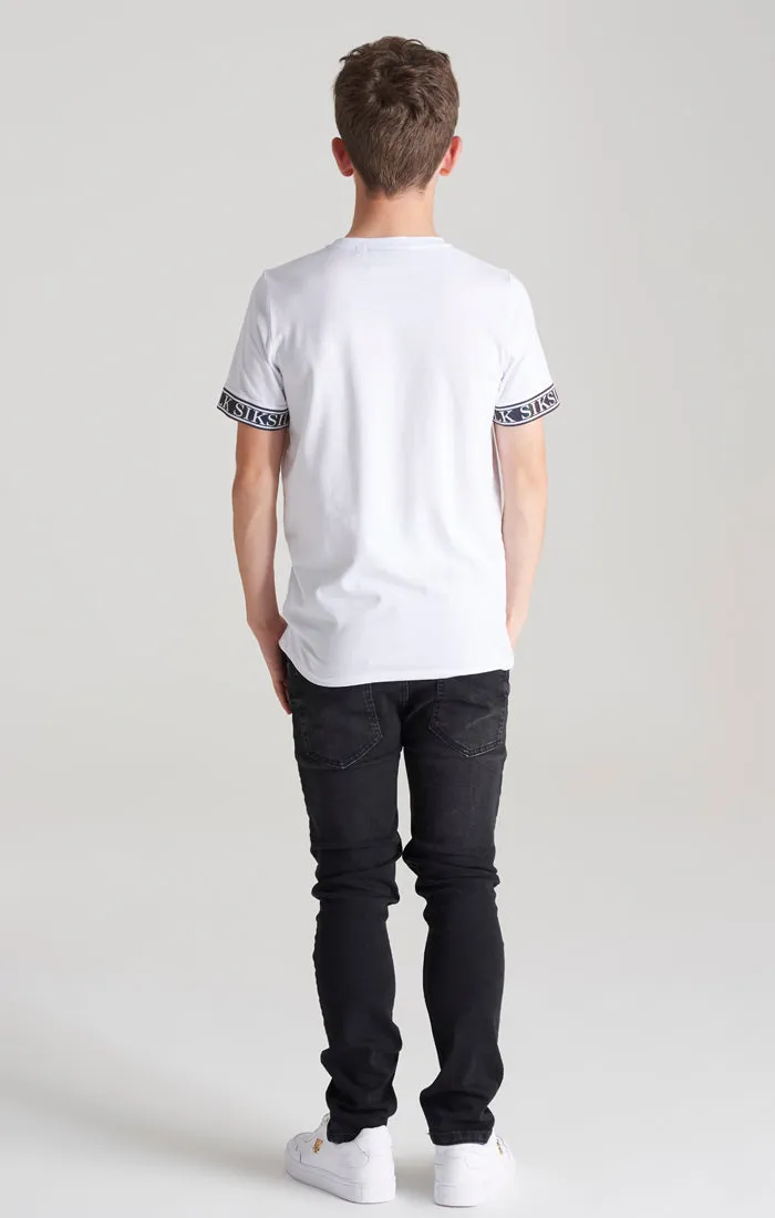 Boys White Iridescent Taped T-Shirt sold by Siksilk product image thumbnail 5