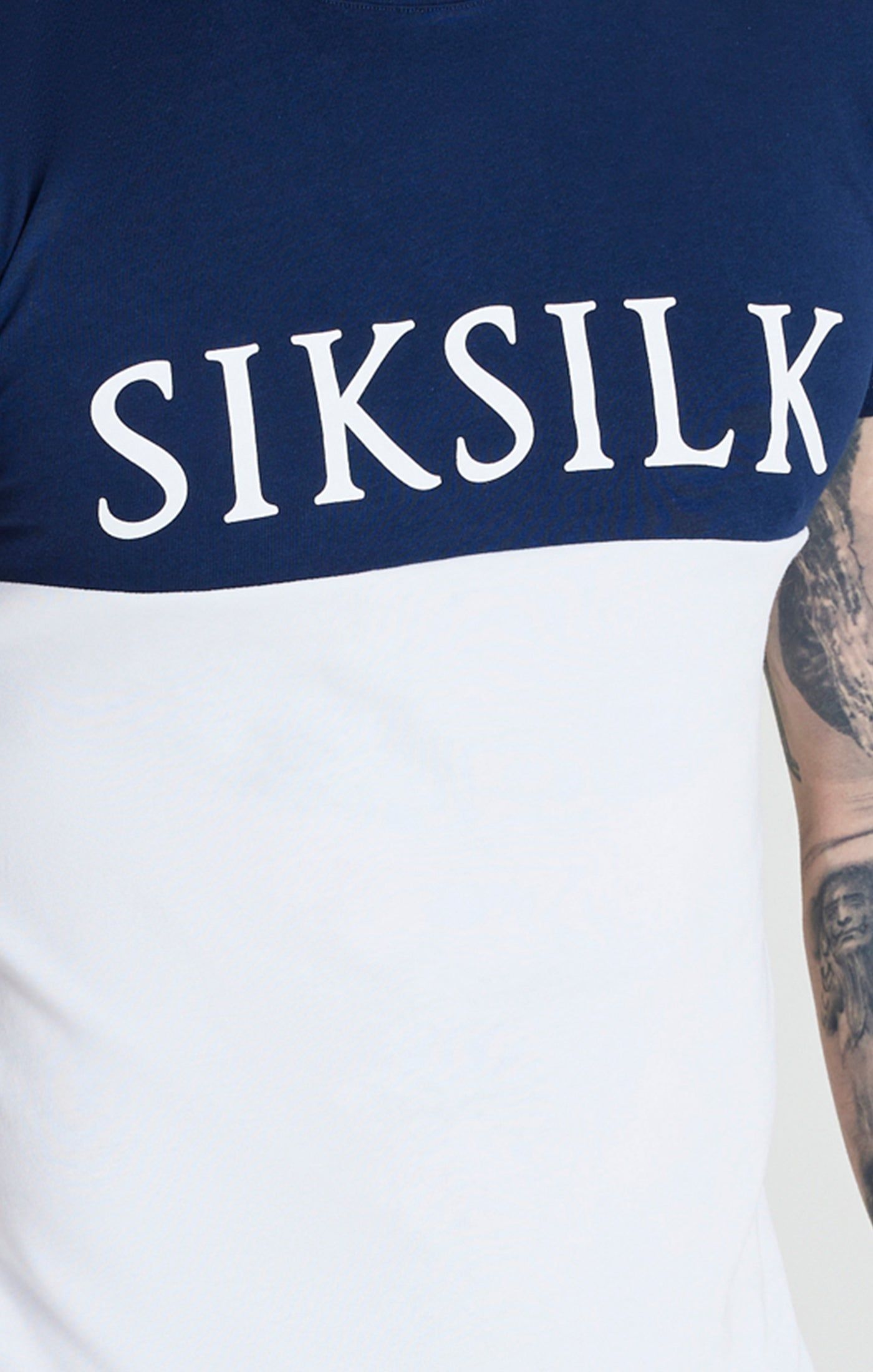 Navy Cut And Sew Muscle Fit T-Shirt sold by Siksilk product image thumbnail 2