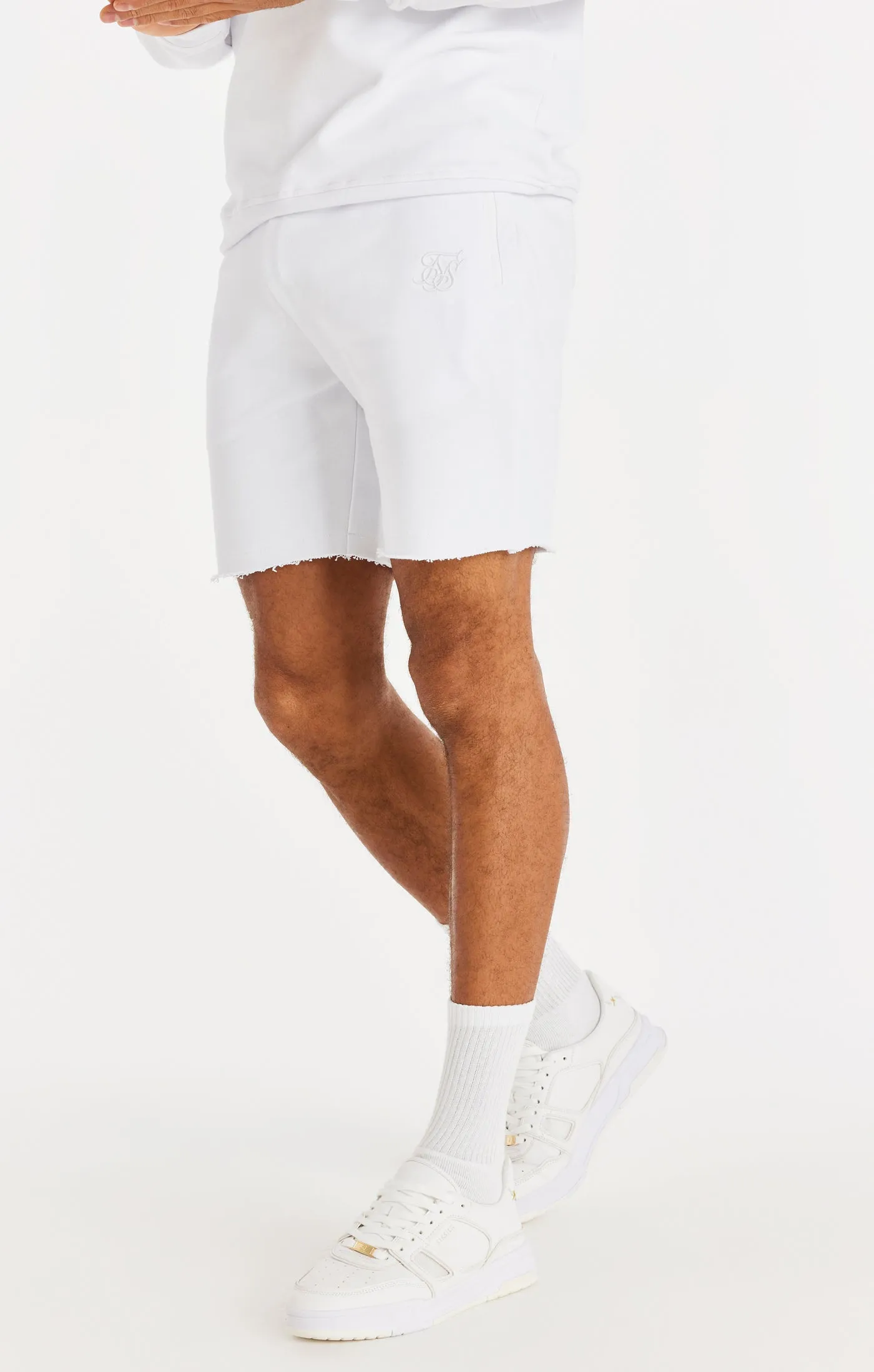SikSilk Relaxed Flight Raw Hem Shorts - White sold by Siksilk