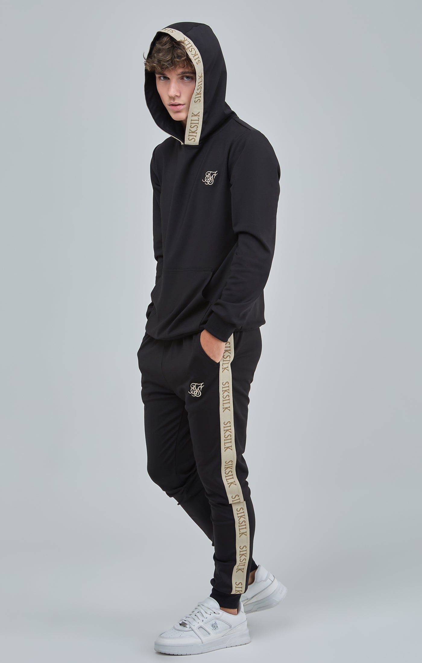 Boys Black Taped Hoodie sold by Siksilk product image thumbnail 2