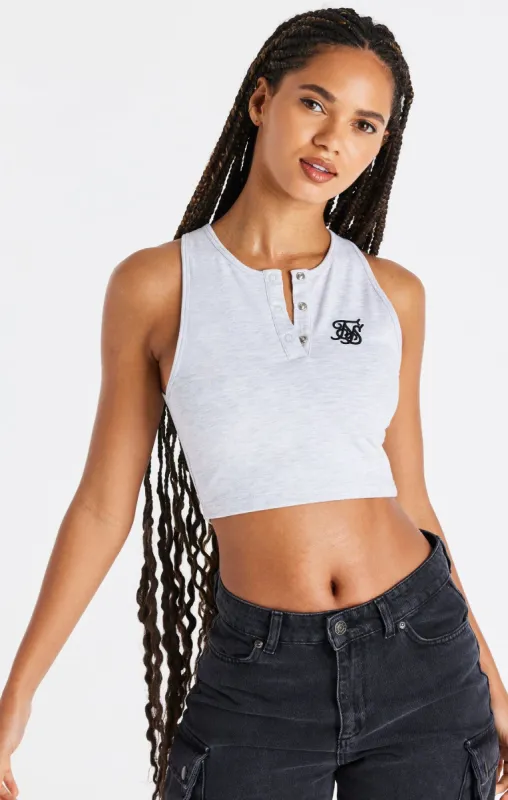 Grey Marl Popper Racerback Vest sold by Siksilk