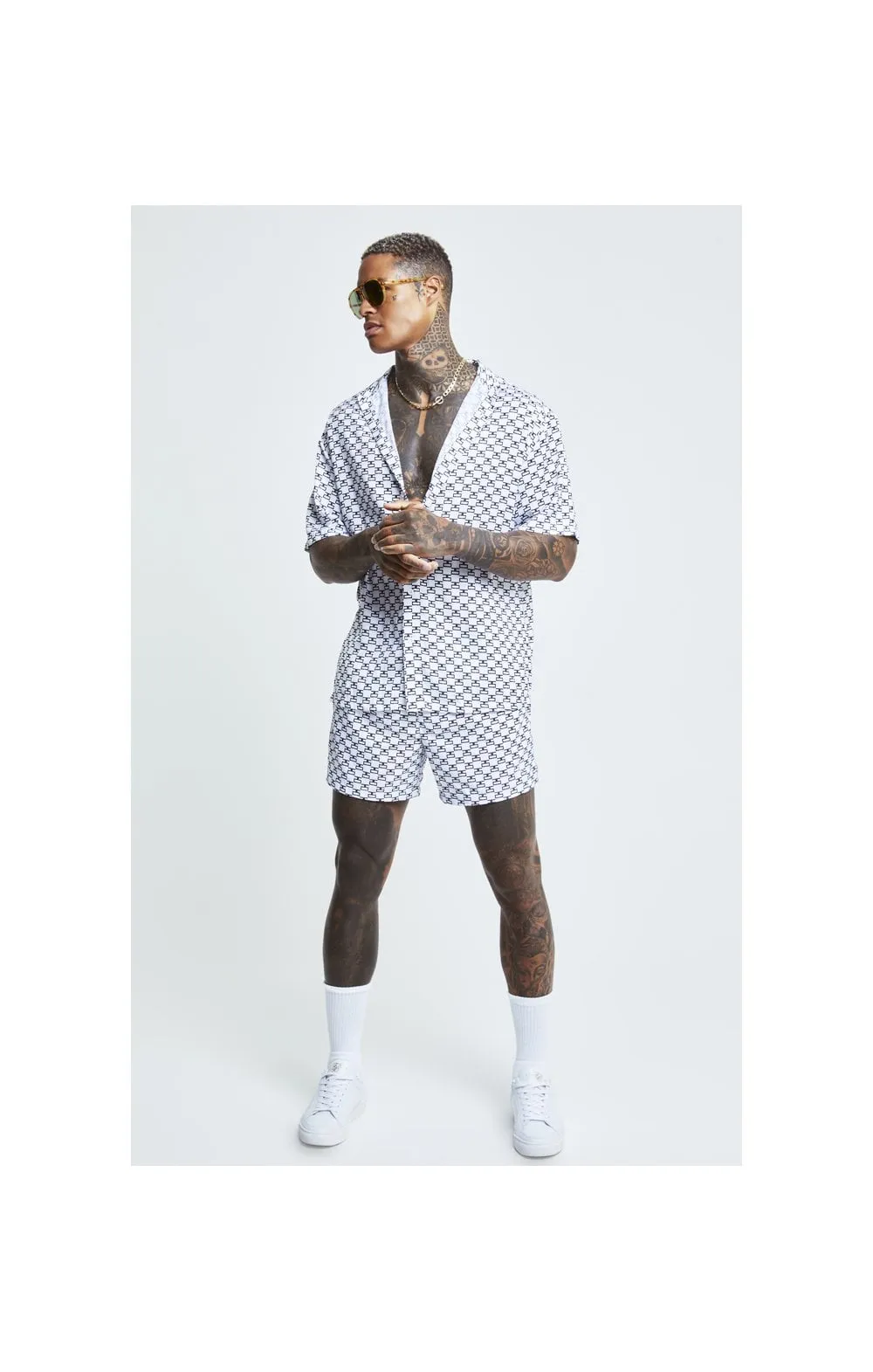 White Monogram Resort Shirt sold by Siksilk product image thumbnail 3