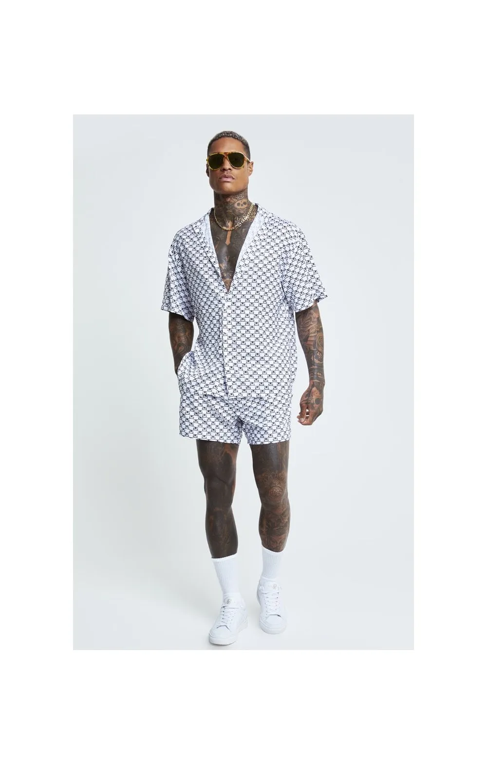 White Monogram Resort Shirt sold by Siksilk product image thumbnail 5