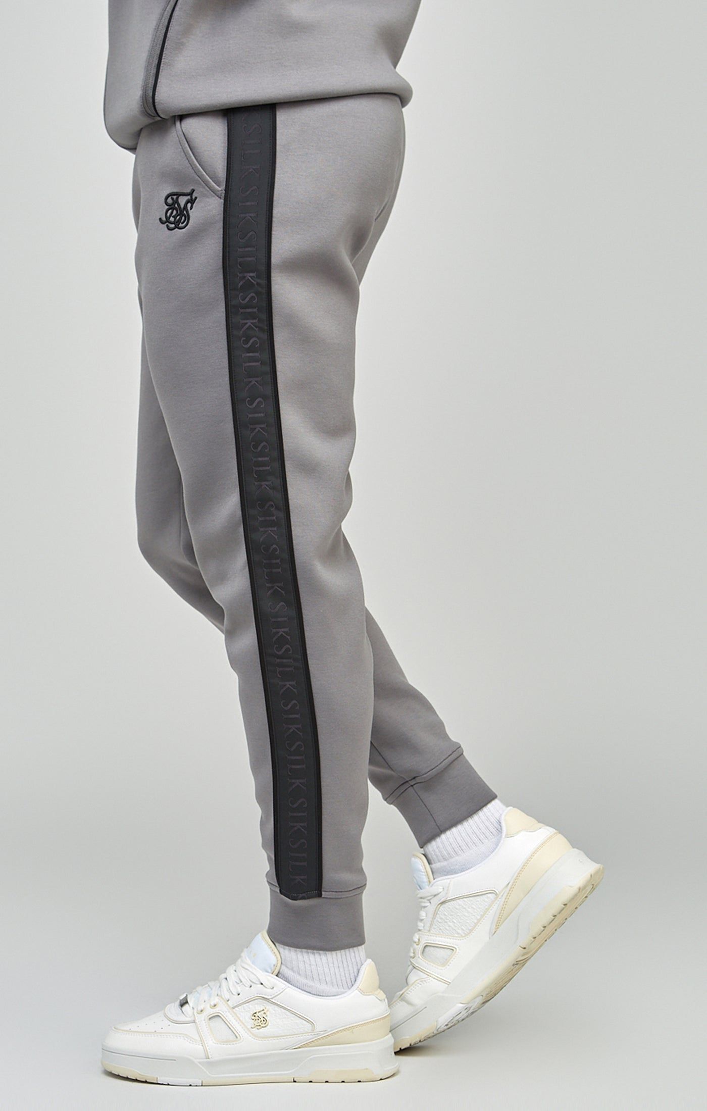 Grey Taped Zip Thru Hoodie & Jogger Set sold by Siksilk product image thumbnail 9