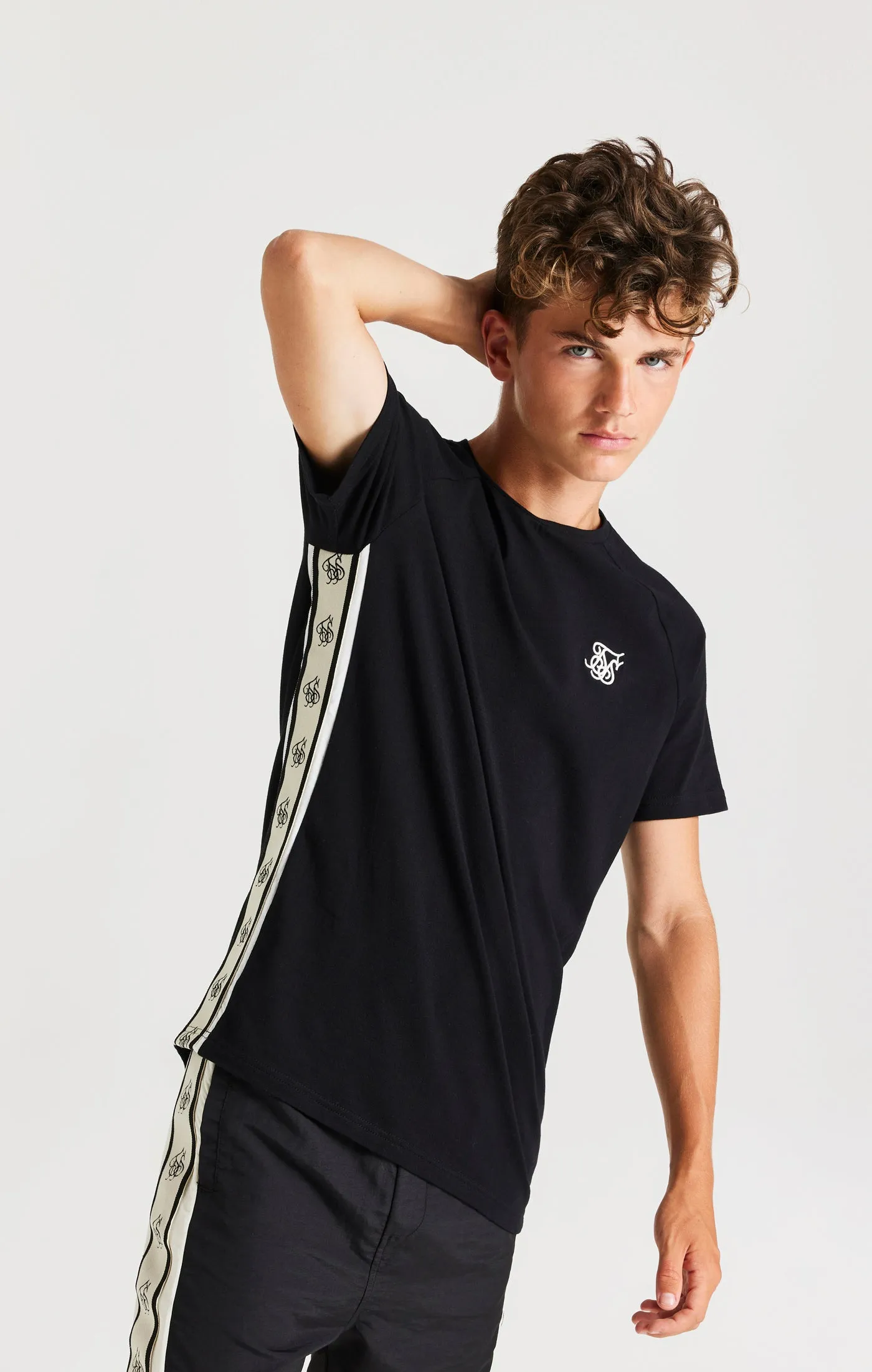 SikSilk Cali Side Tape Tee - Black sold by Siksilk