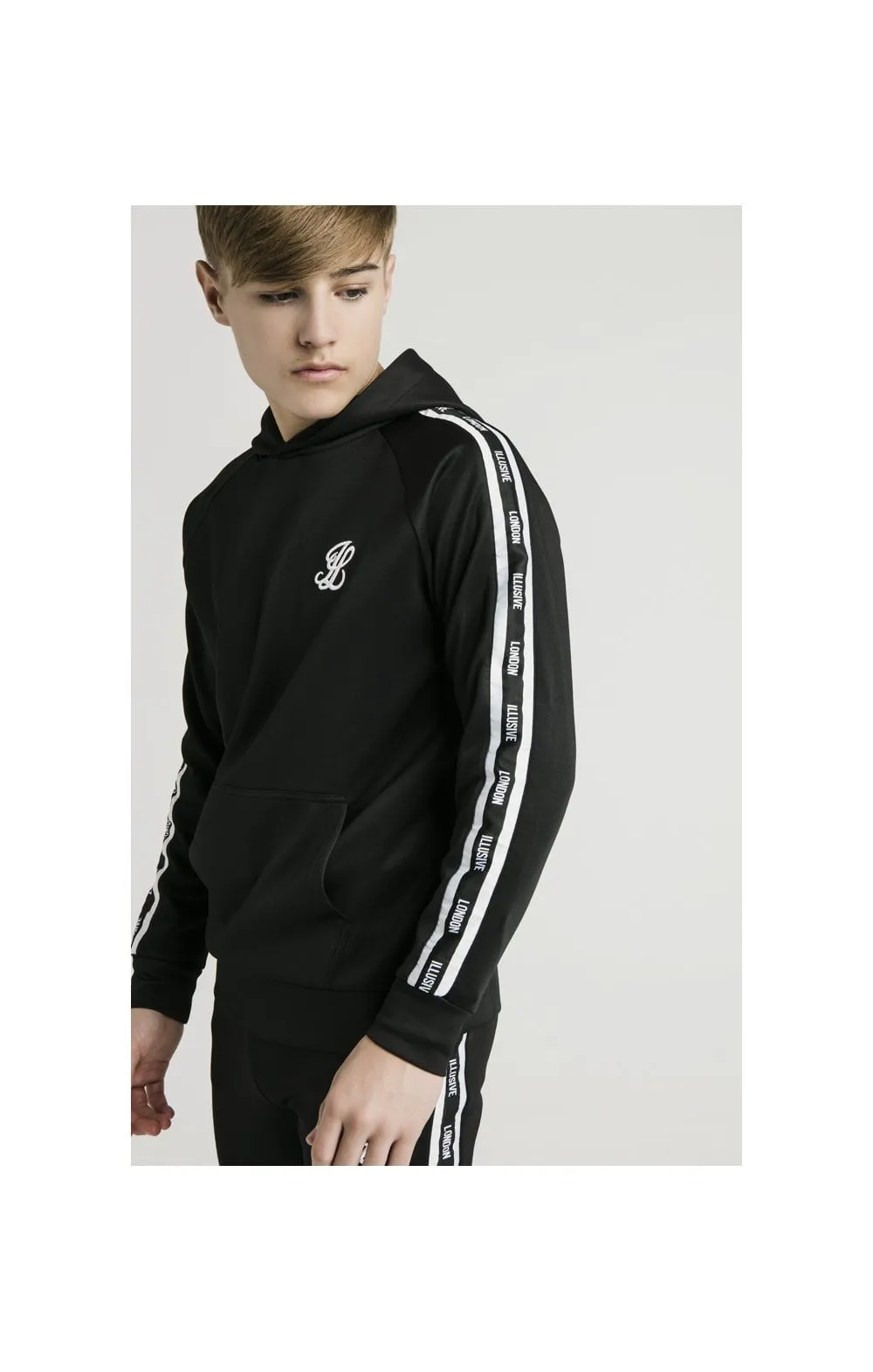 Illusive London Taped Overhead Hoodie - Black & White sold by Siksilk product image thumbnail 2