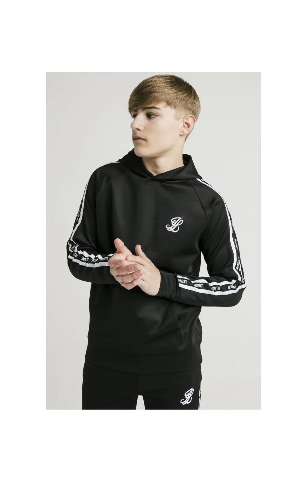 Illusive London Taped Overhead Hoodie - Black & White sold by Siksilk